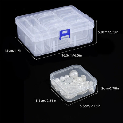 Durable Plastic Storage Box, 14/30 Compartments and Small Container - Transparen