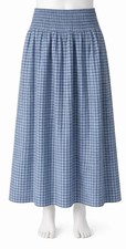 Next Gingham Maxi Skirt Size 18 Blue Smocked Waist Polyester Check Bnwt