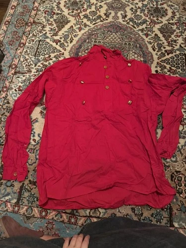 Red Bib Front Firemans Shirt Metal Buttons Reenactment Civil War Sz XL