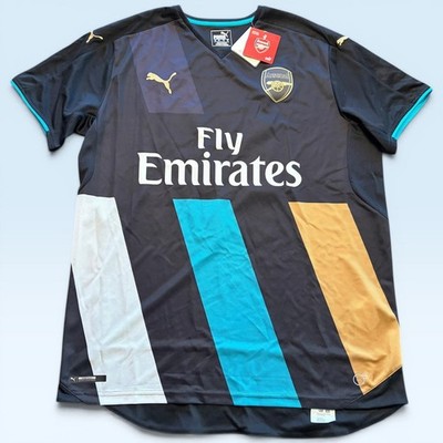 Arsenal Jersey Mens Large Black Soccer Football Puma Fly Emirates