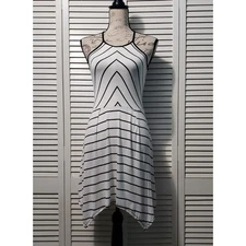 Love Fire Halter Dress Women's Small Striped Mini Fit & Flare Asymmetric Hem