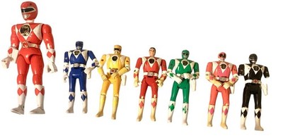 VTG 90s Mighty Morphing Power Rangers Flip Heads + Karate Kick 7 Item Lot *READ*