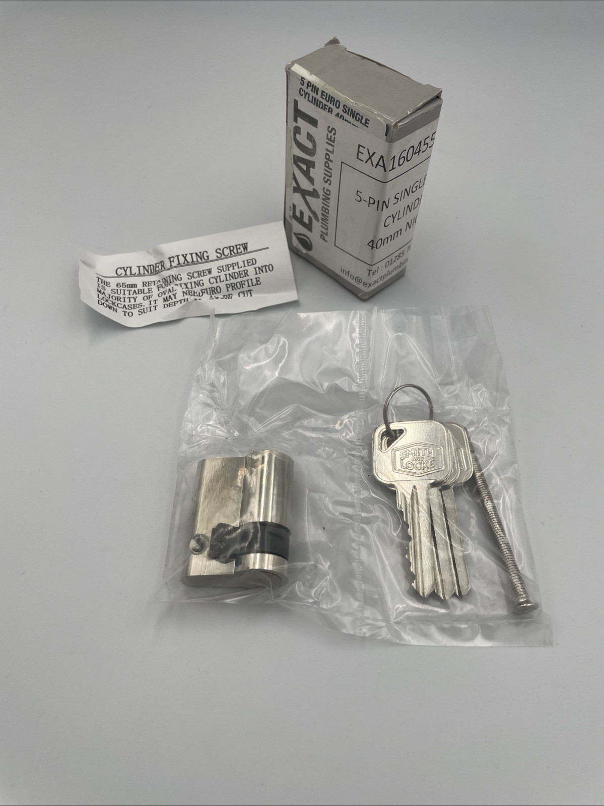 Smith & Locke 40mm EURO Single Cylinder Lock - 5 Pin Nickel Fire Door Key Barrel