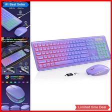 Wireless Keyboard and Mouse Combo RGB Backlit Rechargeable USB-C 2.4GHz Quiet