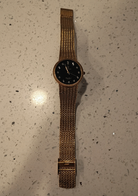 Da Vinci Gold Tone Mesh Band Watch Black Dial Crystal  display picture 3