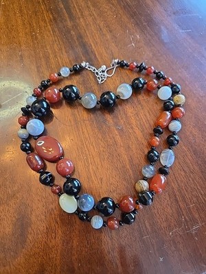  Jay King Mine DTR  sterling 925 carnelian onyx agate long necklace OPERA