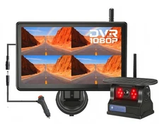 Magnetic Solar Wireless 7'' Touchscreen Monitor DVR Backup Camera BSD RV/Trailer