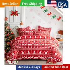 3 Pieces Christmas Duvet Cover King Christmas Tree Snowflake Duvet Cover Set Kin