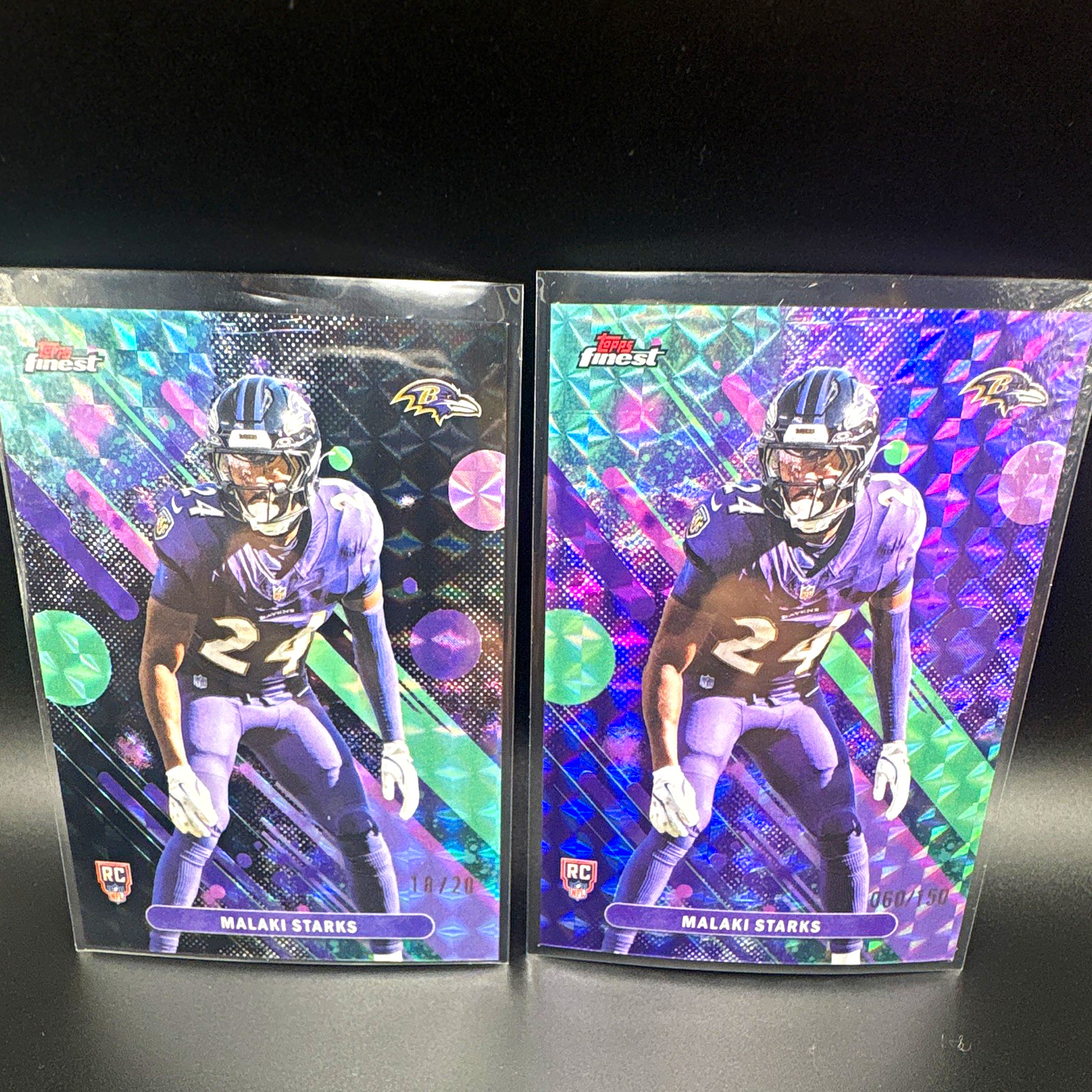 Topps Finest  Malaki Starks Double Color Match RC Raven #45 Lot + 2 /20 and /150