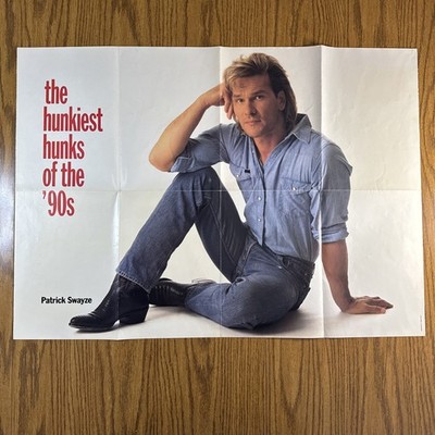 Poster 1991 Patrick Swayze Cosmopolitan the hunks of the 90's 30x21 Folded