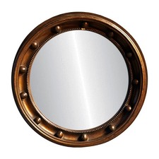 Espejo de ojo de buey PIER 1 Imports convexo madera de nogal redondo decoración de pared 2008