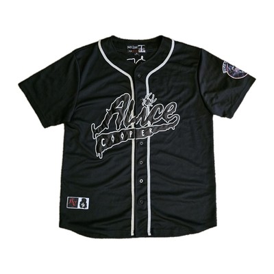 Rare Alice Cooper Baseball Jersey Merch Black Satin #19 Black Eye Men s Medium
