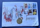2002 Guernsey £5 Coin PNC.QEII Golden Jubilee 6 IOM Stamps 0610