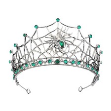 Yheahin Gothic Black Crown for Women Spider Web Crystal Standard size, Green