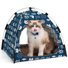 Lovely Blue Pet Cave Indoor Cat Tent House NonSlip Removable Cushion Dogs
