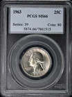 1963 25C Washington Quarter PCGS MS66