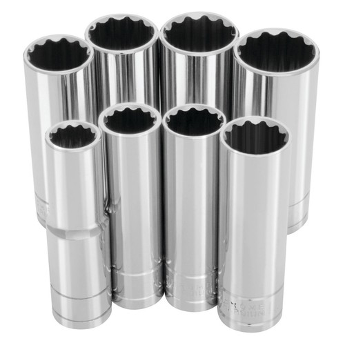 JEGS W32600 8-Piece Socket Set 1/2 in. Drive 12-Point SAE Deep Socket ...