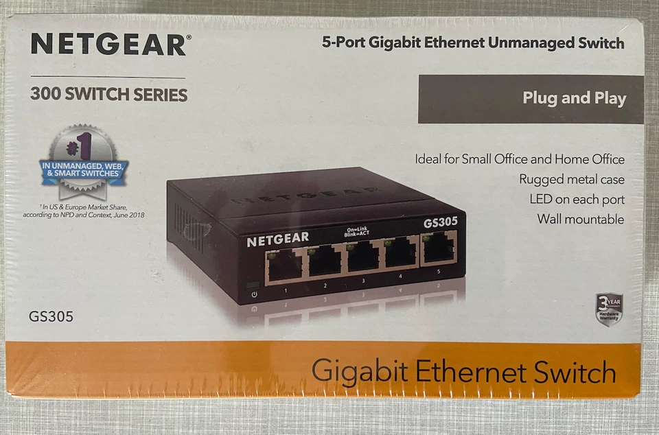 NETGEAR GS305 5-Port Gigabit Switch Desktop