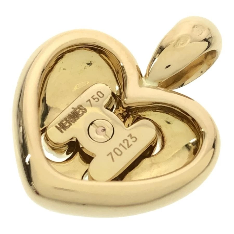 Hermes Vintage Olympe Heart H Logo 18k Yellow Gold Diamond Pendant Top Charm - Image 4 of 4