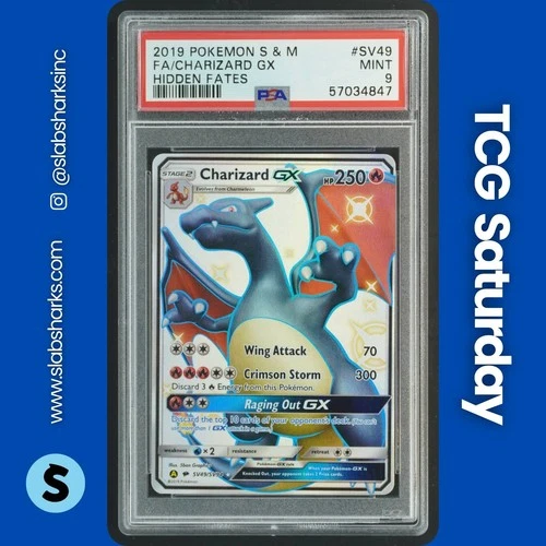 2019 POKEMON SM HIDDEN FATES #SV49/SV94 CHARIZARD GX FULL ART SHINY RARE PSA 9