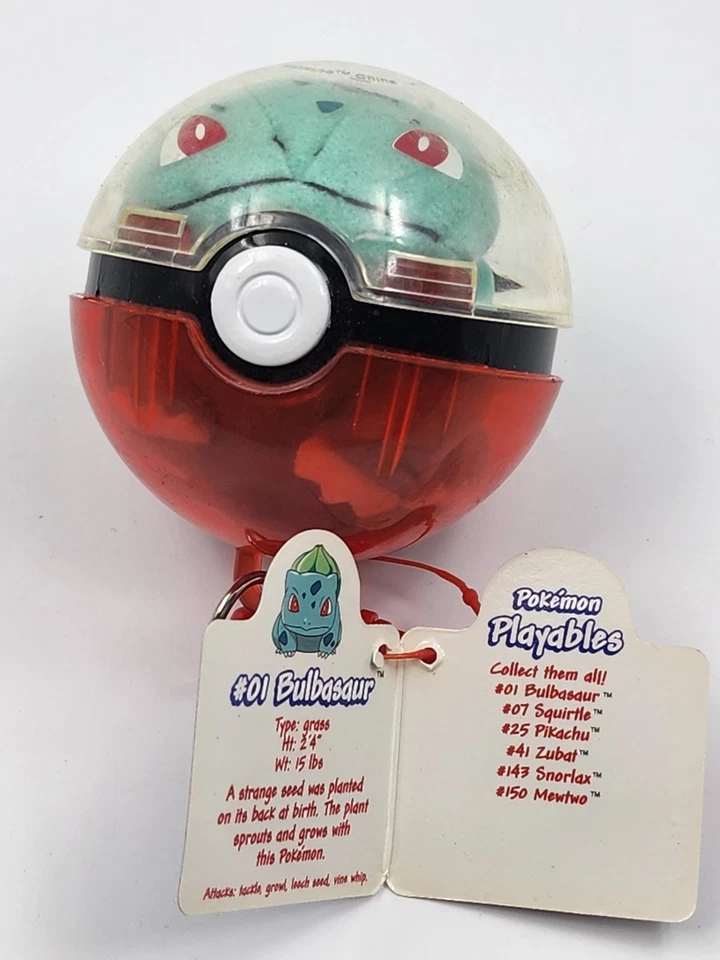 Llavero de peluche Bulbasaur Pokeball edición limitada Pokémon jugables #01 con etiqueta Foto 2 de 4