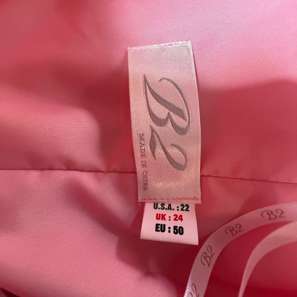 Pink Ruched Puff Sleeve Dress with Cream Sash Belt - Image 2 of 4