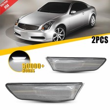 For 03-07 Infiniti G35 Coupe White Led Front Bumper Side Marker Light Clear Lens