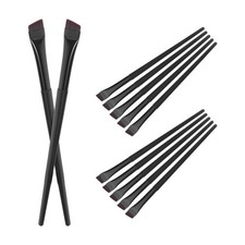 12Pcs Ultra Thin Angled Eyeliner Brushes Reusable Vegan Bristles Black Set