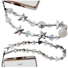 Beaded Camera Wrist Strap, Cute Phone Charms Strap, Pearl Bracelet Wrist Stra...