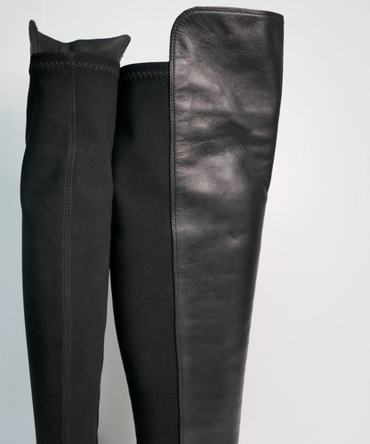 CLARKS CADDY BELLE BLACK LEATHER/STRETCH TEXTILE OVER THE KNEE BOOTS UK 4.5 STD - Picture 12 of 15