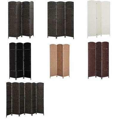HOMCOM Wicker Folding Room Divider Privacy Screen Home Office