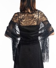 Lace Shawls and Wraps for Evening Dresses, with Fringe, Elegant Shawl for Wom