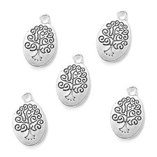BLUK 100Pcs Tree Charms DIY Jewelry Making Pendants Antique Silver