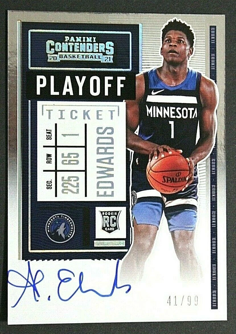2020-21 Contenders ANTHONY EDWARDS Rookie Playoff Ticket Variation 