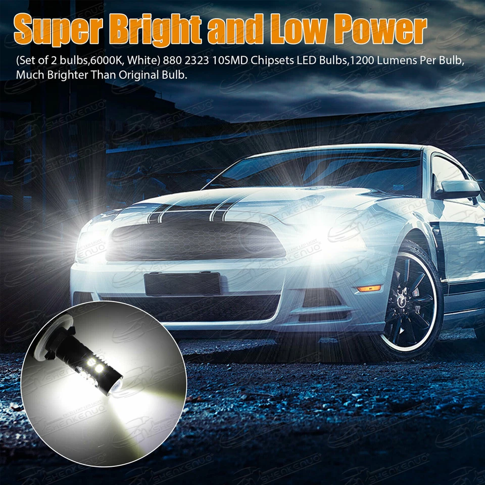 2 piezas 880 890 892 893 899 100W 6000K Xenón Blanco SKN LED Bombillas antiniebla de conducción Foto 3 de 4