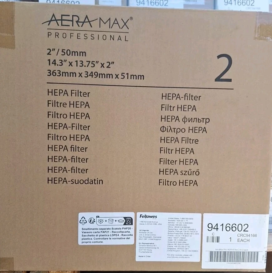 Filtro HEPA Fellowes 2 Pk 9416602 repuesto para purificador de aire AeraMax AM3 AM4 Foto 2 de 4