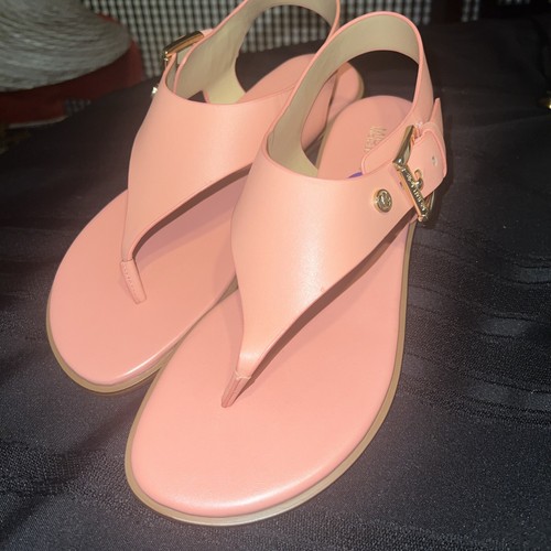 NWOB MICHAEL KORS 8.5 Logo Thongs Pink Sandals KIRAN THONGS Leather New Other - Picture 9 of 11