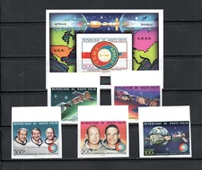 Stamps Republic of Upper Volta, space APOLO set and souvenir sheet Imperforate