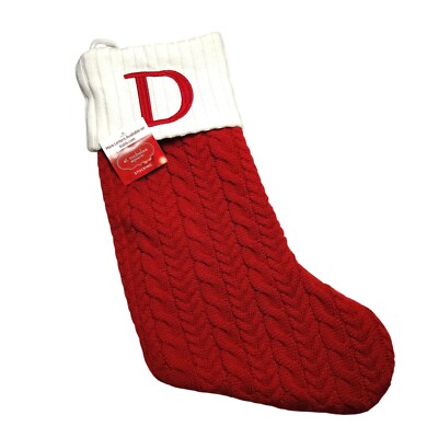 St. Nicholas Square Cable Knit 21 inch Letter D Monogram Christmas Stocking