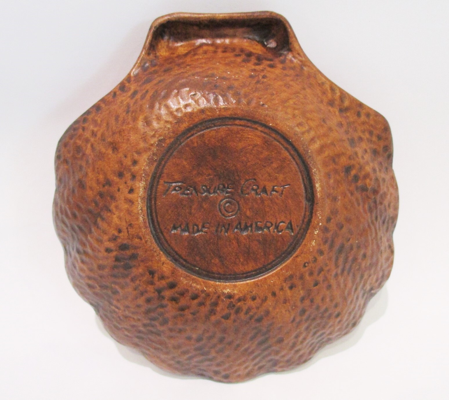 TREASURE CRAFT Red Orange Lava Florida Ashtray Dish Scallop Shell w/ Angel Fish