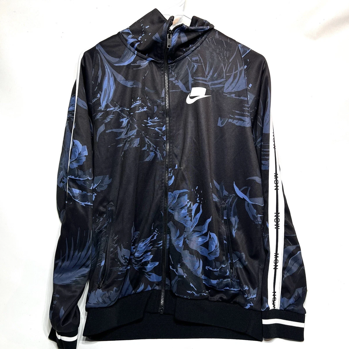 NIKE NSW Floral Track Jacket Mens Large Club Fleece Full Zip Hooded