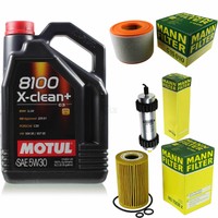 MANN-FILTER Inspektionspaket 5L Motul 8100 X-Clean+ 5W-30 FüR Audi A6 Avant 2.0
