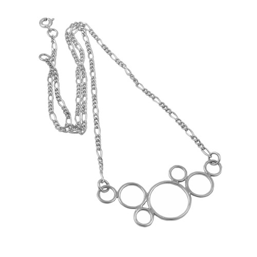 Long 925 Sterling Silver Bubble Design Figaro Chain Necklace - Picture 2 of 5