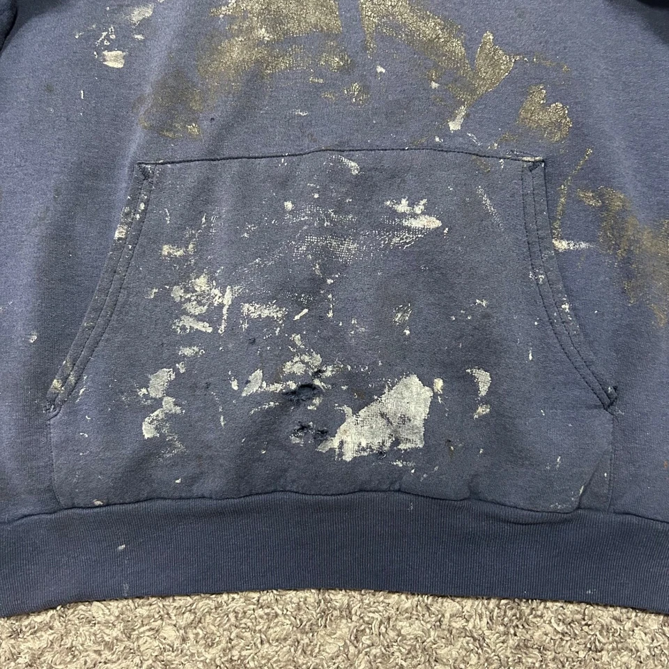 Измельченная толстовка с капюшоном краска брызги y2k пуловер с капюшоном толстовка размер большой синий - Изображение 2 из 4