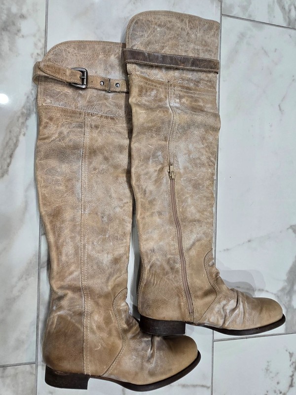 Steve Madden - Lavorazione Artigiana Beige Leather Knee High Boots Women's Sz 6
