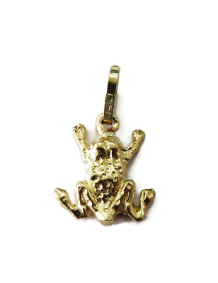 14K Gelbgold Frosch Halskette Anhänger Charm ~ 0,9 g