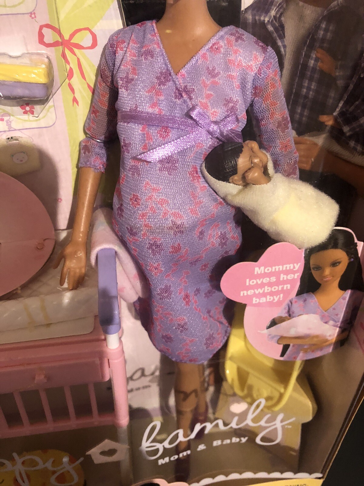 Happy Family Midge & Baby Barbie Doll African American Pregnant Belly  Nursery 74299566646