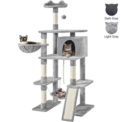 70inch Adult Cats Cat Tree Tower Condo with Perch Hammock as Activity Center 