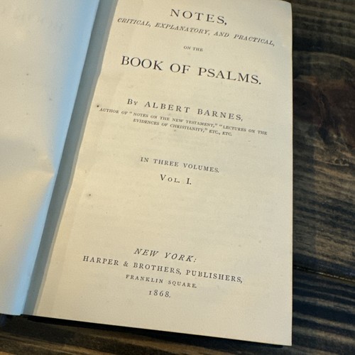 VTG RARE “Barnes on The Psalms” Hardcover Book 1868 - Foto 4 di 4
