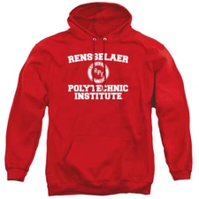 Rensselaer Polytechnic Institute Adult Pullover Hoodie Circle Logo, Red, S-3XL